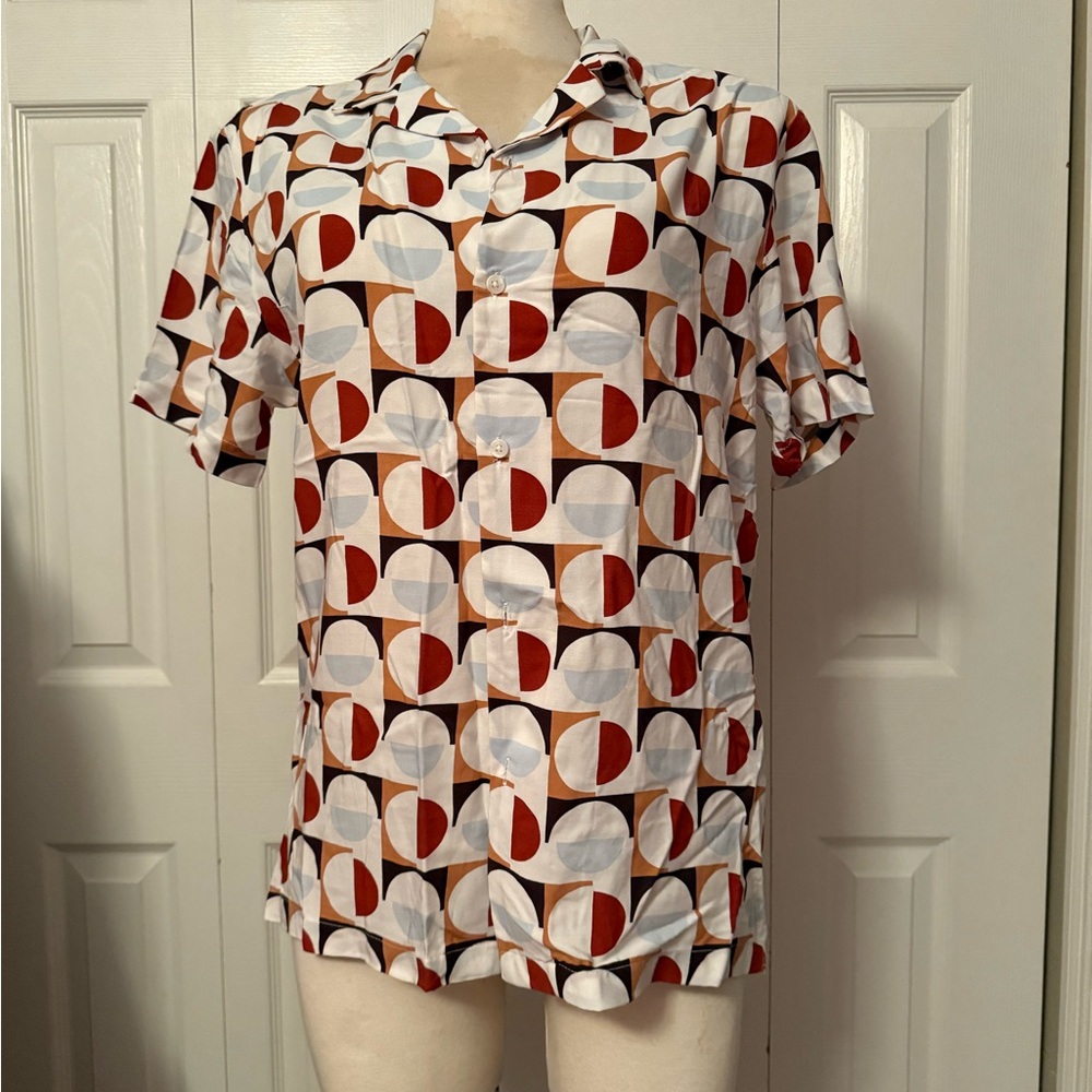 Denim & Flower Red and White Geometric Men's Shirt